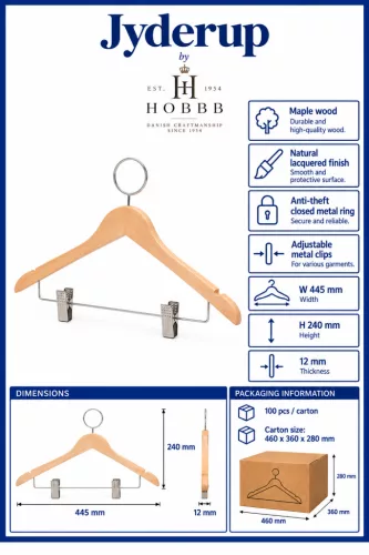 HOBBB Jyderup diebstahlsicherer Kleiderbügel, natur