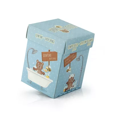 BUBU & SETTETE gyerekbekészítési doboz tusfürdővel, maci szappannal és rajzceruzával