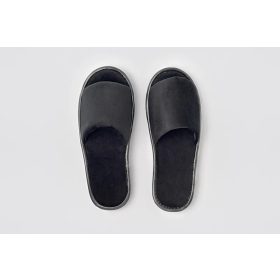 P-Andy Velour, offen, schwarz, 28,2 cm | Hotelhausschuhe