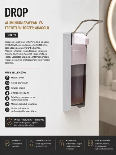 DROP Seifen- und Desinfektionsmittelspender aus Aluminium – 500 ml