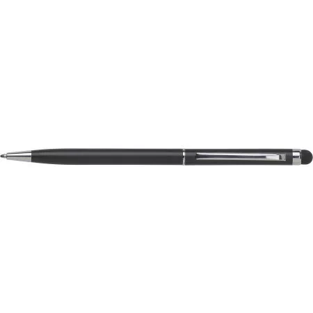 Aluminium-Kugelschreiber mit Touchpen, Schwarz – Preis inklusive Logodruck