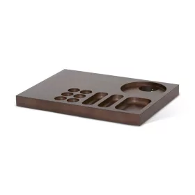  Xanthic Welcome-Tablett mit Kaffee- und Teehalter, Holz – Mahagoni, Schwarz