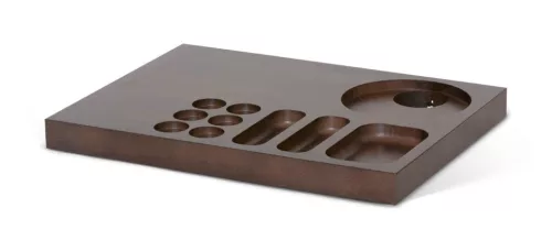 Xanthic Welcome-Tablett mit Kaffee- und Teehalter, Holz – Mahagoni, Schwarz