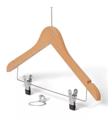 Graham I Holz-Kleiderbügel mit Klammer – Natur, Schwarz, Nuss