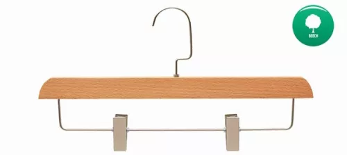 Kleiderbügel aus Buche mit Hosenclips