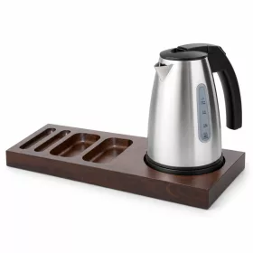  Bentley Xanthic Tablett (Mahagoni) + Saffron View Wasserkocher, 1 l (Edelstahl) – Set