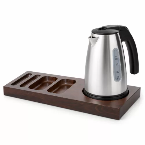 Bentley Xanthic Tablett (Mahagoni) + Saffron View Wasserkocher, 1 l (Edelstahl) – Set