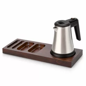   Bentley Xanthic Tablett (Mahagoni) + Coral Wasserkocher, 0,5 l (Edelstahl) – Set