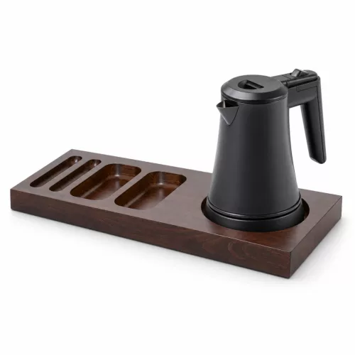Bentley Xanthic Tablett (Mahagoni) + Coral Wasserkocher, 0,5 l (mattschwarz) – Set