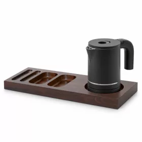   Bentley Xanthic Tablett (Mahagoni) + Halo Wasserkocher, 0,6 l (mattschwarz) – Set