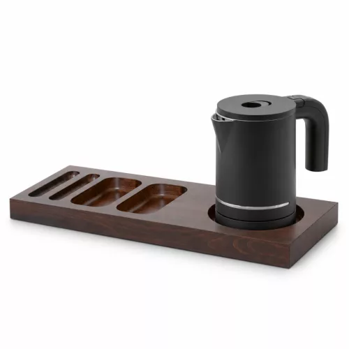 Bentley Xanthic Tablett (Mahagoni) + Halo Wasserkocher, 0,6 l (mattschwarz) – Set