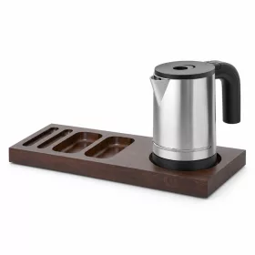   Bentley Xanthic Tablett (Mahagoni) + Halo Wasserkocher, 0,8 l (Edelstahl) – Set