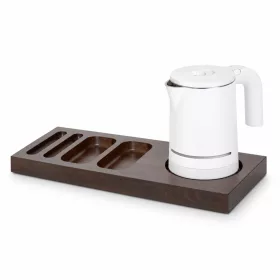   Bentley Xanthic Tablett (Mahagoni) + Halo Wasserkocher, 0,6 l (weiß) – Set