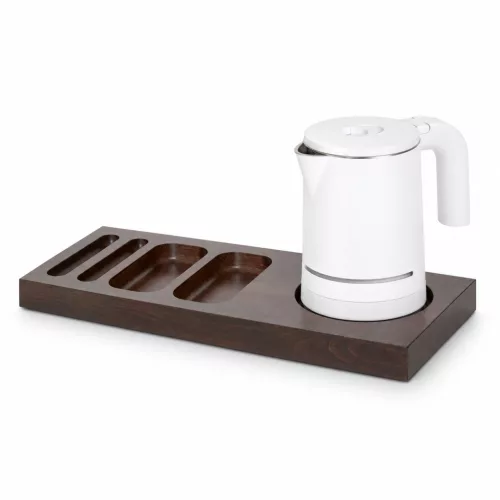 Bentley Xanthic Tablett (Mahagoni) + Halo Wasserkocher, 0,6 l (weiß) – Set