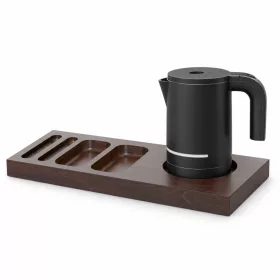   Bentley Xanthic Tablett (Mahagoni) + Halo Wasserkocher, 1 l (schwarz) – Set