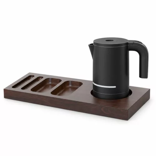 Bentley Xanthic Tablett (Mahagoni) + Halo Wasserkocher, 1 l (schwarz) – Set