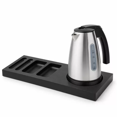 Bentley Xanthic Tablett (schwarz) + Saffron View Wasserkocher, 1 l (Edelstahl) – Set