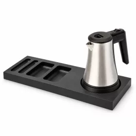   Bentley Xanthic Tablett (schwarz) + Coral Wasserkocher, 0,5 l (Edelstahl) – Set