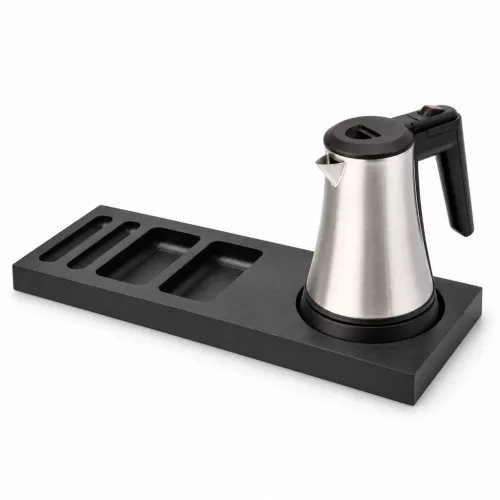 Bentley Xanthic Tablett (schwarz) + Coral Wasserkocher, 0,5 l (Edelstahl) – Set