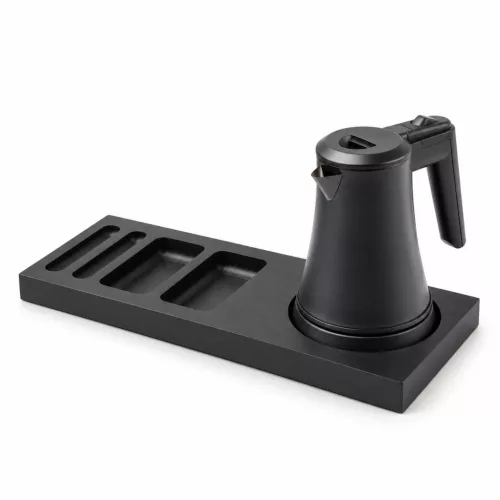Bentley Xanthic Tablett (schwarz) + Coral Wasserkocher, 0,5 l (mattschwarz) – Set