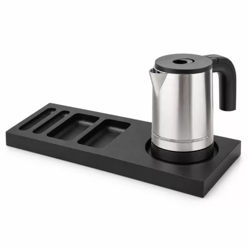 Bentley Xanthic Tablett (schwarz) + Halo Wasserkocher, 0,8 l (Edelstahl) – Set