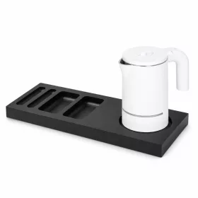   Bentley Xanthic Tablett (schwarz) + Halo Wasserkocher, 0,6 l (weiß) – Set