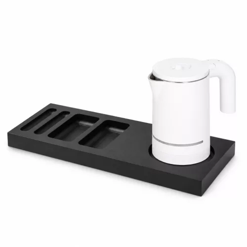 Bentley Xanthic Tablett (schwarz) + Halo Wasserkocher, 0,6 l (weiß) – Set