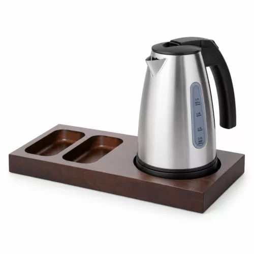 Bentley Xanthic S Tablett (Mahagoni) + Saffron View Wasserkocher, 1 l (Edelstahl) – Set
