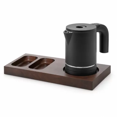 Bentley Xanthic S Tablett (Mahagoni) + Halo Wasserkocher, 0,6 l (mattschwarz) – Set