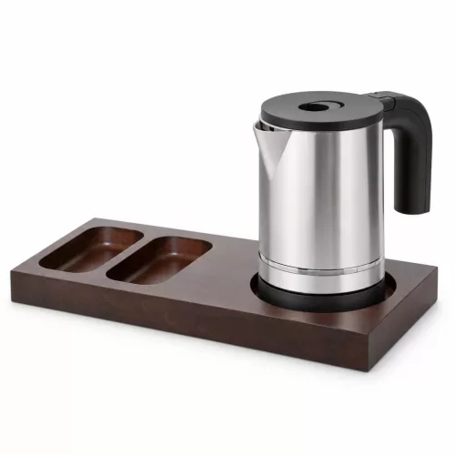 Bentley Xanthic S Tablett (Mahagoni) + Halo Wasserkocher, 0,8 l (Edelstahl) – Set