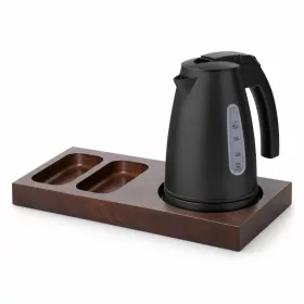   Bentley Xanthic S Tablett (Mahagoni) + Saffron View Wasserkocher, 1 l (mattschwarz) – Set