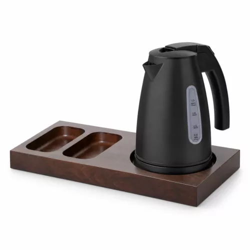 Bentley Xanthic S Tablett (Mahagoni) + Saffron View Wasserkocher, 1 l (mattschwarz) – Set