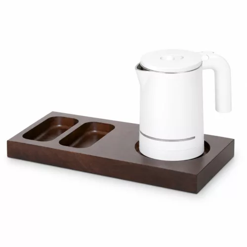 Bentley Xanthic S Tablett (Mahagoni) + Halo Wasserkocher, 0,6 l (weiß) – Set