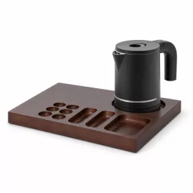   Bentley Xanthic Coffee & Tea Tablett (Mahagoni) + Halo Wasserkocher, 0,6 l (mattschwarz) – Set