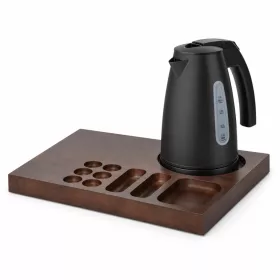   Bentley Xanthic Coffee & Tea Tablett (Mahagoni) + Saffron View Wasserkocher, 1 l (mattschwarz) – Set