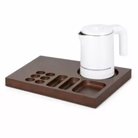   Bentley Xanthic Coffee & Tea Tablett (Mahagoni) + Halo Wasserkocher, 0,6 l (weiß) – Set