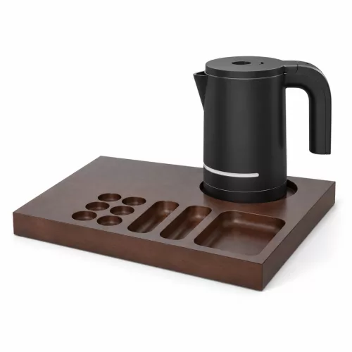 Bentley Xanthic Coffee & Tea Tablett (Mahagoni) + Halo Wasserkocher, 1 l (schwarz) – Set