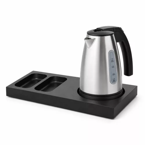 Bentley Xanthic S Tablett (schwarz) + Saffron View Wasserkocher, 1 l (Edelstahl) – Set
