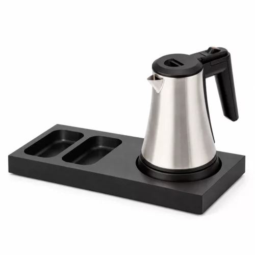 Bentley Xanthic S Tablett (schwarz) + Coral Wasserkocher, 0,5 l (Edelstahl) – Set