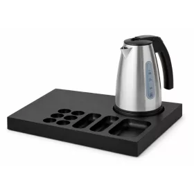   Bentley Xanthic Coffee & Tea Tablett (schwarz) + Saffron View Wasserkocher, 1 l (Edelstahl) – Set