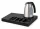 Bentley Xanthic Coffee & Tea Tablett (schwarz) + Saffron View Wasserkocher, 1 l (Edelstahl) – Set