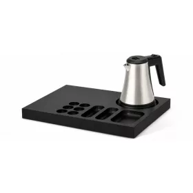   Bentley Xanthic Coffee & Tea Tablett (schwarz) + Coral Wasserkocher, 0,5 l (Edelstahl) – Set