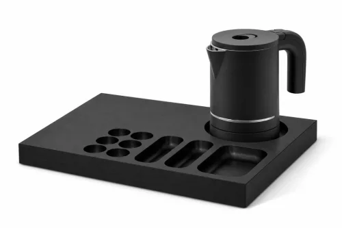 Bentley Xanthic Coffee & Tea Tablett (schwarz) + Halo Wasserkocher, 0,6 l (mattschwarz) – Set