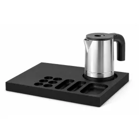   Bentley Xanthic Coffee & Tea Tablett (schwarz) + Halo Wasserkocher, 0,8 l (Edelstahl) – Set