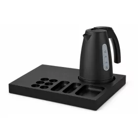   Bentley Xanthic Coffee & Tea Tablett (schwarz) + Saffron View Wasserkocher, 1 l (mattschwarz) – Set