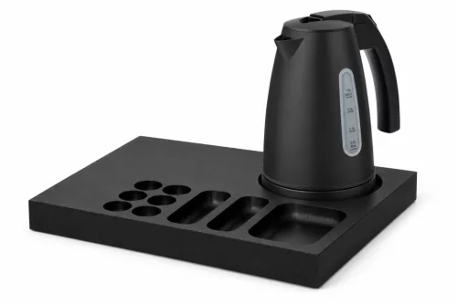 Bentley Xanthic Coffee & Tea Tablett (schwarz) + Saffron View Wasserkocher, 1 l (mattschwarz) – Set