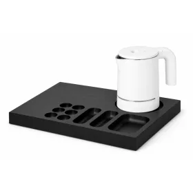   Bentley Xanthic Coffee & Tea Tablett (schwarz) + Halo Wasserkocher, 0,6 l (weiß) – Set