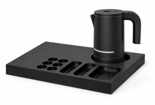 Bentley Xanthic Coffee & Tea Tablett (schwarz) + Halo Wasserkocher, 1 l (schwarz) – Set