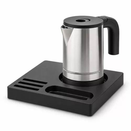 Bentley Orange Tablett (schwarz) + Halo Wasserkocher, 0,8 l (Edelstahl) – Set