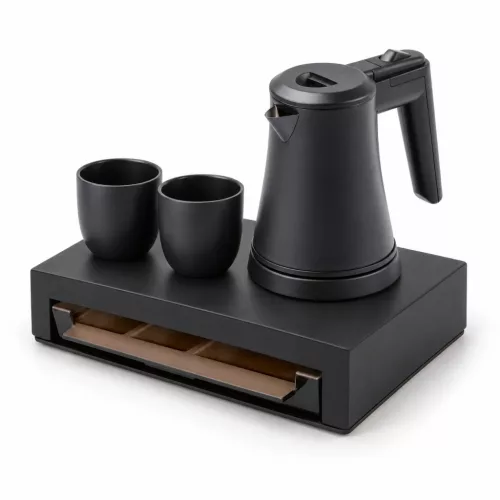 Bentley Canella Tablett (schwarz) + Coral Wasserkocher, 0,5 l (mattschwarz) – Set